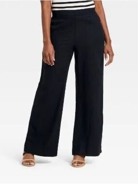 Mid rise wide leg linen pull on pants